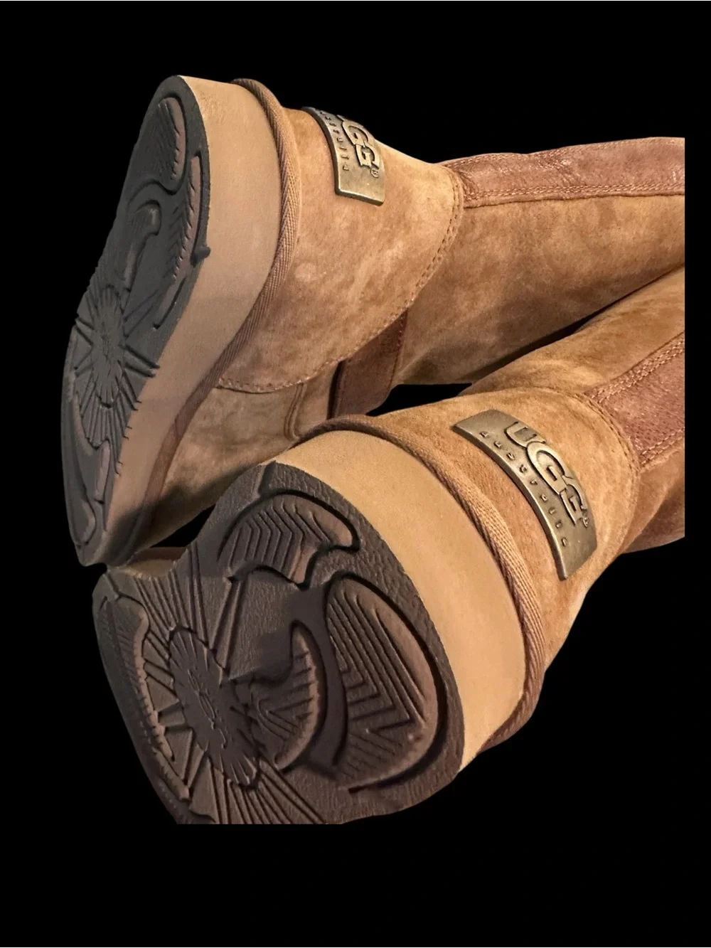UGG Sutter Mid-Calf Boots Women’s US 6 Tan Suede Buckle Faux Shearling Lined